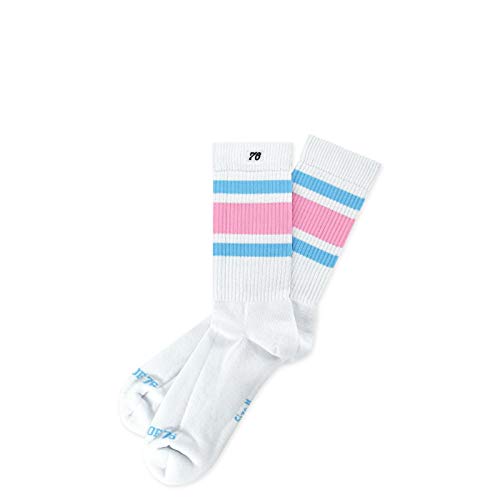 Spirit of 76 Herren & Damen Sport Retro Crew Socken Baumwolle Halblang 39 40 41 42 Weiß - Blau - Pink Candyland Lo (M) von Spirit of 76