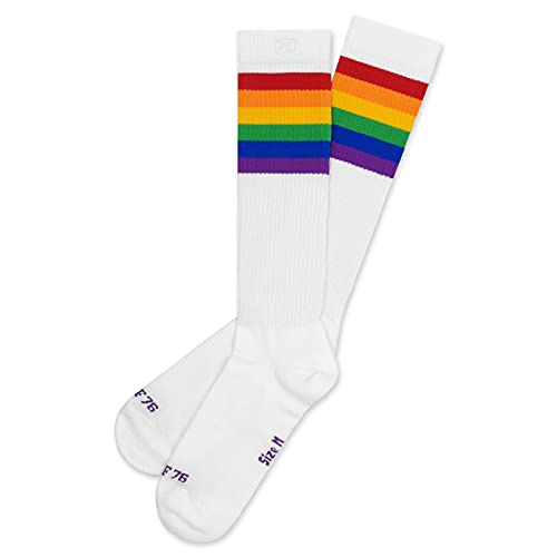 Spirit of 76 Herren & Damen Bunte Retro Tennissocken Baumwolle kniehoch 35 36 37 38 Gay Pride Streifen Rainbow Hi (S) von Spirit of 76