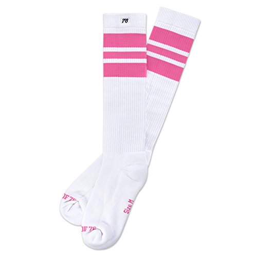 Spirit of 76 Herren & Damen Sport Retro Skater Socken Hoch Baumwolle Tubesocks 39 40 41 42 Weiß - Pink Hi (M) von Spirit of 76