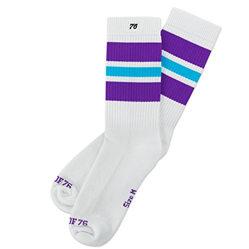 Spirit of 76 Herren & Damen Retro Skater Crew Socken Sportsocken Halblang 39 40 41 42 Weiß - Lila - Türkis Lo (M) von Spirit of 76