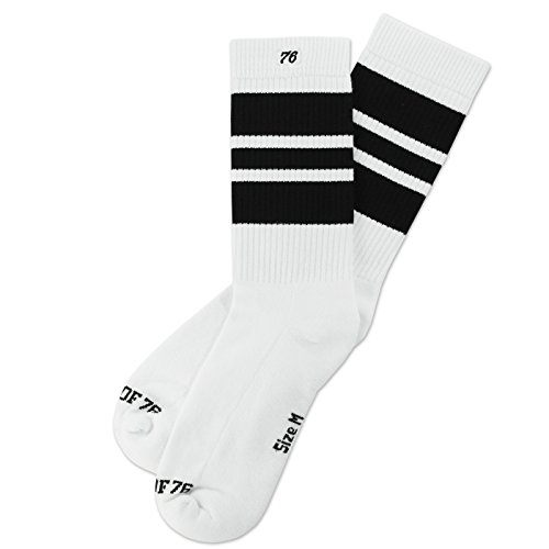 Spirit of 76 Herren & Damen Retro Skater Socken Sportsocken Halblang Tubesocks 43 44 45 46 Weiß - Schwarz Lo (L) von Spirit of 76