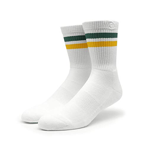 Spirit of 76 Herren & Damen Retro Socken Sportsocken Tennissocken Baumwolle 43 44 45 46 Weiß - Grün - Gelb (L) von Spirit of 76