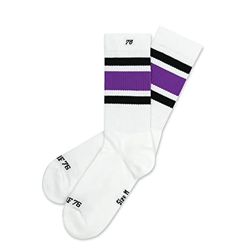 Spirit of 76 Herren & Damen Sport Retro Skater Socken Baumwolle 35 36 37 38 Weiß - Schwarz - Lila Deep Purple Lo (S) von Spirit of 76