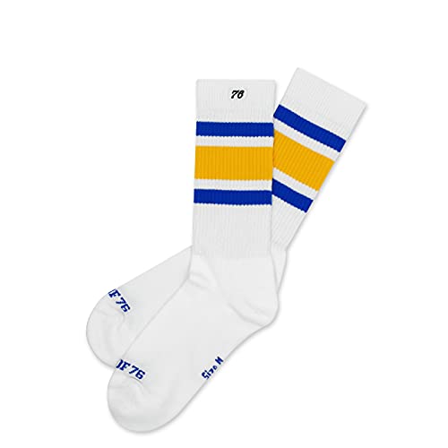 Spirit of 76 Herren & Damen Sport Retro Skatersocks Socken Baumwolle 35 36 37 38 Weiß - Blau - Gelb Golden State Lo (S) von Spirit of 76