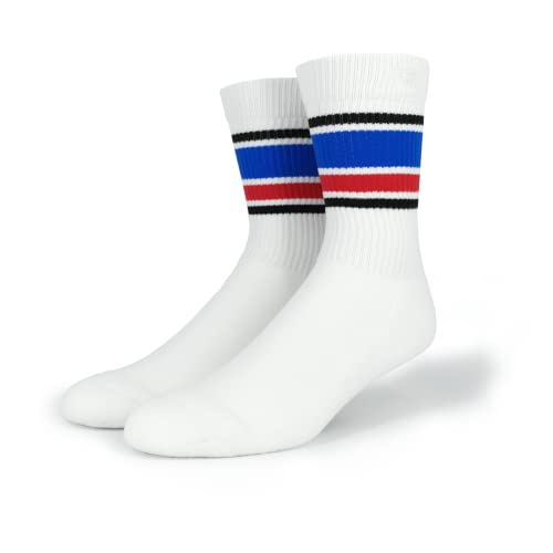 Spirit of 76 Herren & Damen Sport Retro Tennissocken Bio Baumwolle Halblang 47 48 49 50 Weiß - Schwarz - Blau - Rot (XL) von Spirit of 76