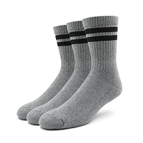 Spirit of 76 Retro Tennissocken (3x Paar) Herren & Damen Sportsocken 35 36 37 38 Grau/Schwarze Streifen Made in Germany von Spirit of 76