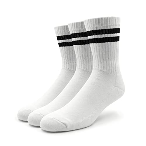 Spirit of 76 Retro Tennissocken (3x Paar) Herren & Damen Sportsocken 39 40 41 42 Weiß/Schwarze Streifen Made in Germany von Spirit of 76