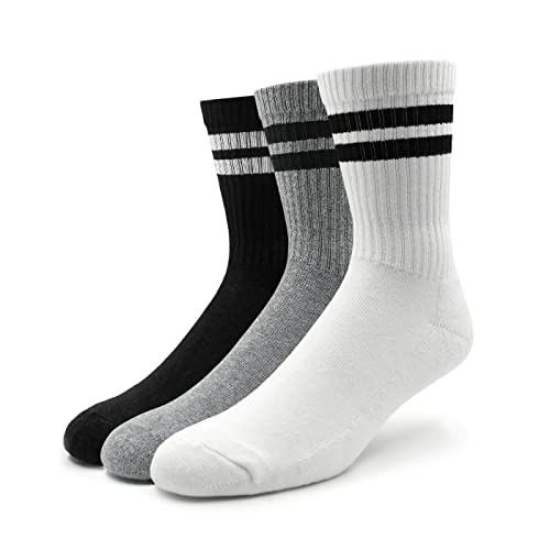 Spirit of 76 Retro Tennissocken (3x Paar) Herren & Damen Streifen Socken 43 44 45 46 Weiß Grau Schwarz Made in Germany von Spirit of 76