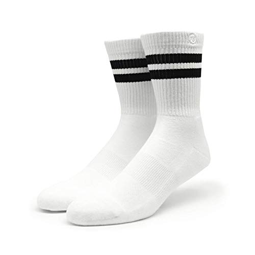 Spirit of 76 Herren & Damen Retro Socken Sportsocken Tennissocken Baumwolle Halblang 35 36 37 38 Weiß - Schwarz (S) von Spirit of 76