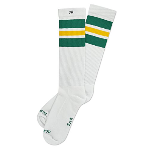 Spirit of 76 Herren & Damen Sport Retro Skater Socken Hoch Baumwolle Tubesocks 39 40 41 42 Weiß - Grün - Gelb Hi (M) von Spirit of 76