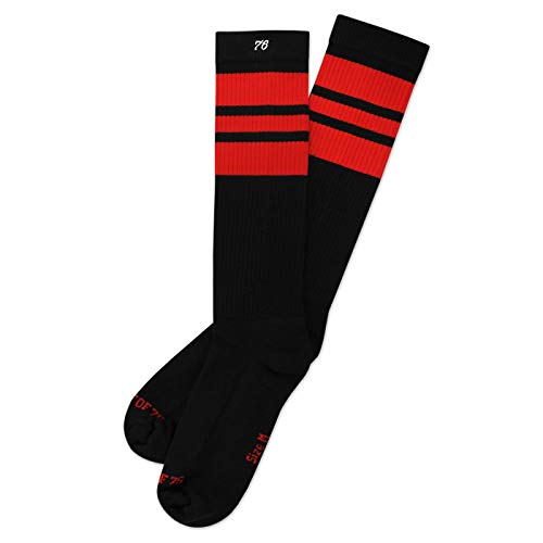 Spirit of 76 Herren & Damen Sport Retro Socken Hoch Baumwolle Skater Tubesocks Lang 35 36 37 38 Schwarz - Rot Hi (S) von Spirit of 76