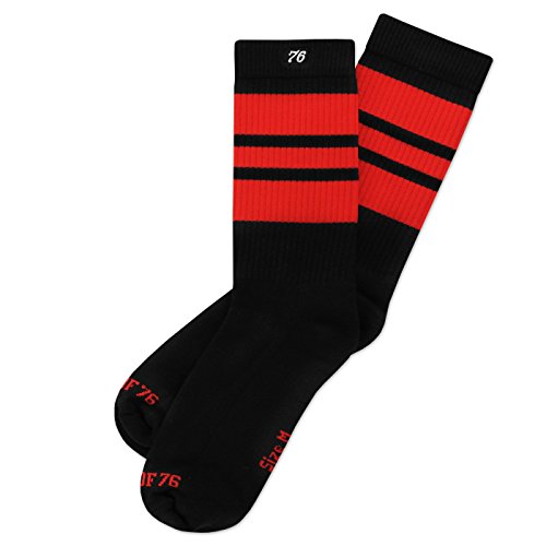 Spirit of 76 Herren & Damen Retro Skater Socken Sportsocken Tubesocks Halblang 43 44 45 46 Schwarz - Rot Lo (L) von Spirit of 76