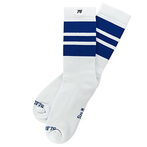 Spirit of 76 Herren & Damen Retro Skater Socken Sportsocken Streifen Tubesocks Halblang 39 40 41 42 Weiß - Blau Lo (M) von Spirit of 76