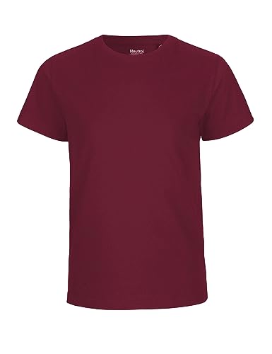 Neutral Kids Short Sleeved T-Shirt, 100% Bio-Baumwolle. Fairtrade, Oeko-Tex und Ecolabel Zertifiziert, Textilfarbe: Bordeaux, Gr.: 104/110 von Spirit of Isis