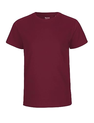 Neutral Kids Short Sleeved T-Shirt, 100% Bio-Baumwolle. Fairtrade, Oeko-Tex und Ecolabel Zertifiziert, Textilfarbe: Bordeaux, Gr.: 128/134 von Spirit of Isis