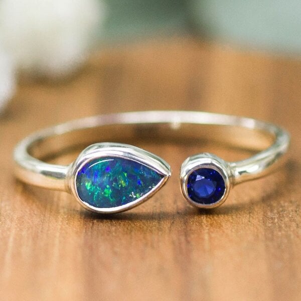 Spirit of Island 925 Sterling Silber Ring | Opal & blauer Saphir von Spirit of Island