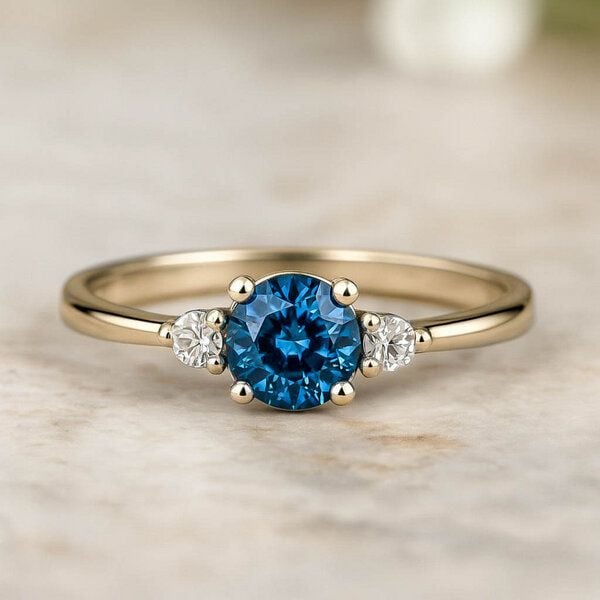 Spirit of Island Blauer Saphir & Diamanten Ring | 750 Gelbgold von Spirit of Island
