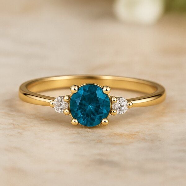 Spirit of Island Blauer Saphir & Diamanten Ring | 750 Gelbgold von Spirit of Island