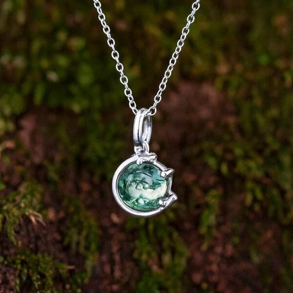 Spirit of Island Moosachat Halskette | 925 Silber von Spirit of Island