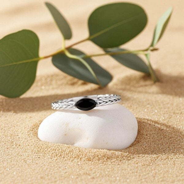Spirit of Island Onyx Solitär Ring | 925 Silber von Spirit of Island