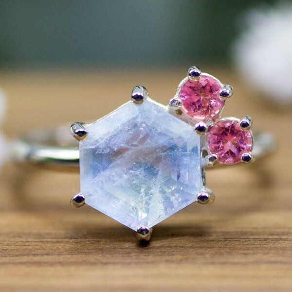 Spirit of Island Ring in Sterling Silber | Mondstein & Pinker Turmalin von Spirit of Island