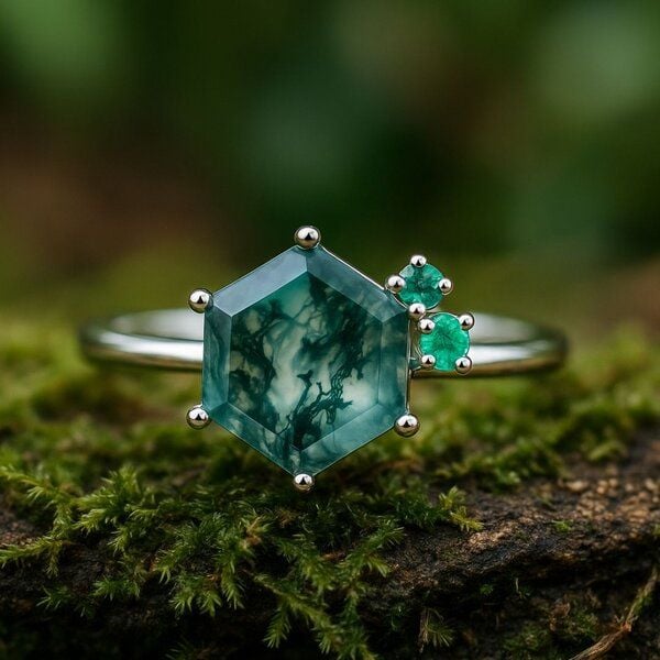 Spirit of Island Silber Ring "Hidden Forest" | Moosachat & Smaragd von Spirit of Island
