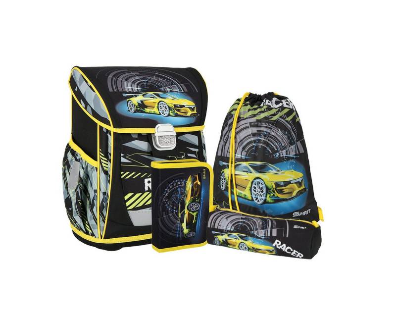 Spirit Schulranzen Schulranzen-Set "RACER" Rennauto - 4 teilig von Spirit