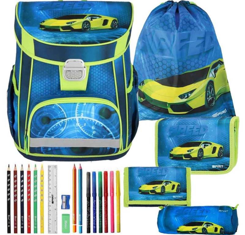 Spirit Schulranzen Set Vision 11-teilig 2025 Jungen blau Speed Racer von Spirit