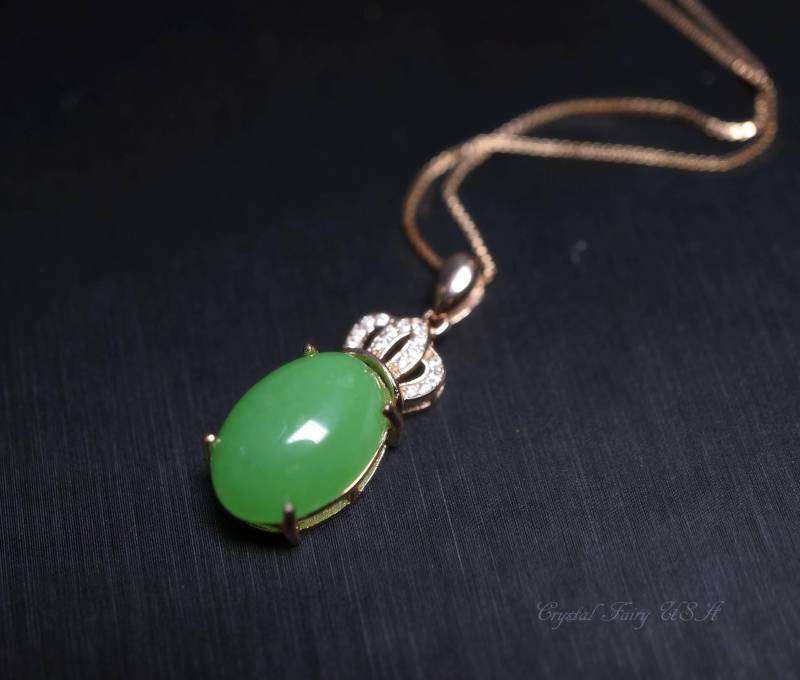 Smaragd Jade Halskette - Rose Gold Beschichteter Sterling Silber Anhänger Grüne Schmuck #614 Smaragd Jade Halskette - Rose Gold Beschichteter Sterling Silber Anhänger Grüne Schmuck #614 von SpiritArtUSA01