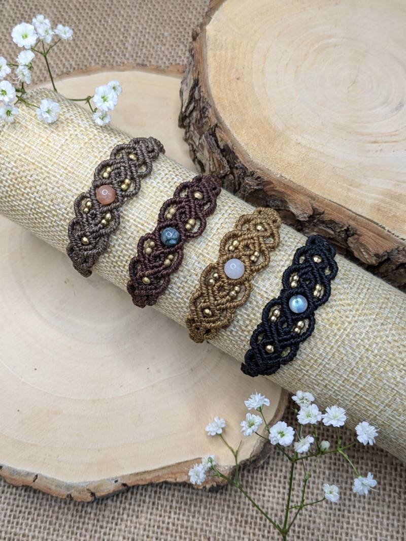 Makramee Armband Mit Edelsteinperle | Versch. Varianten Hippie Boho von SpiritOfLakshmi