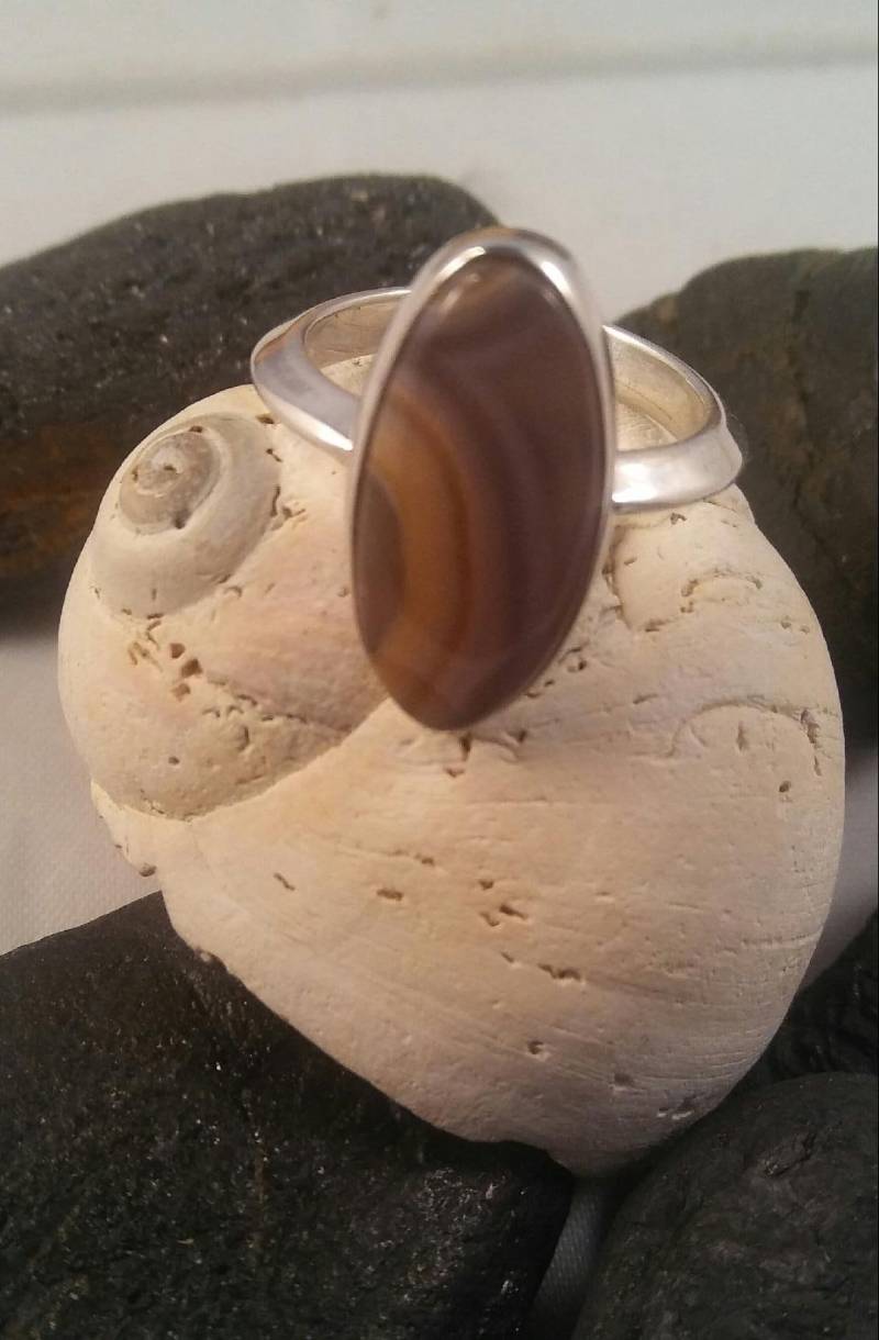 Agua Nueva Achat Silber Handgearbeitet Ringgröße 6, 5 von SpiritRockStudios