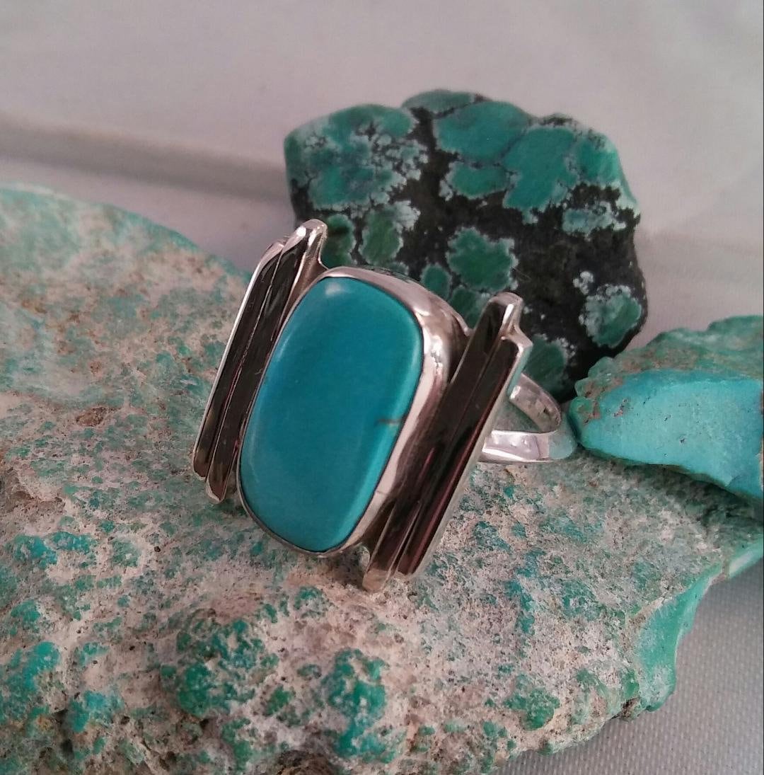 Dornröschen Türkis Handgefertigte Sterling Silber Ringgröße 6 Dornröschen Türkis Handgefertigte Sterling Silber Ringgröße 6 von SpiritRockStudios