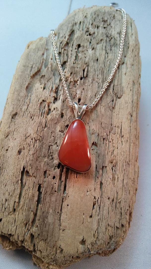 Karneol Achat Sterling Silber Anhänger von SpiritRockStudios