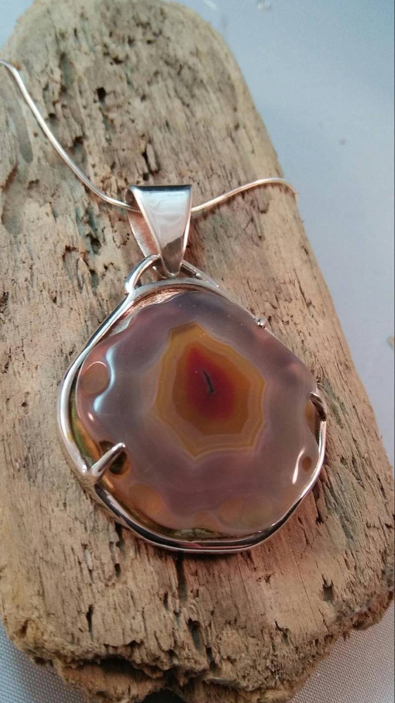 Moctezuma Achat Sterling Silber Anhänger Moctezuma Achat Sterling Silber Anhänger von SpiritRockStudios