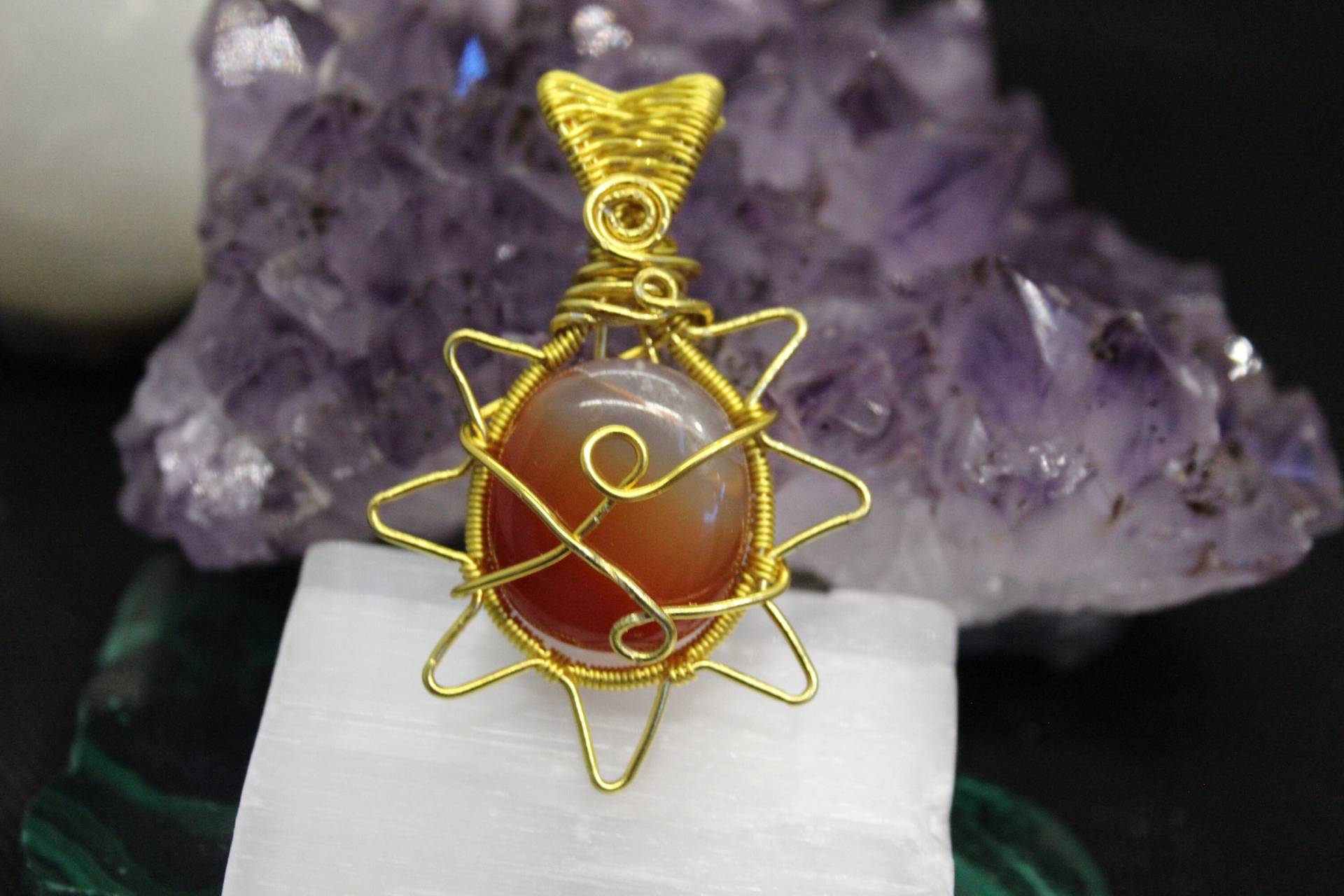 Carnelian Star Pendant | Wire Wrapped Gemstone Jewelry Healing Crystal Carnelian Star Pendant | Wire Wrapped Gemstone Jewelry Healing Crystal von Spiritcrystalgems