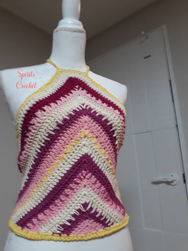 Seine Sommerzeit Multi-Farbe-Neckholder-Top Holen Sie Sich Bis Zu Vier Farben von SpiritsCrochet