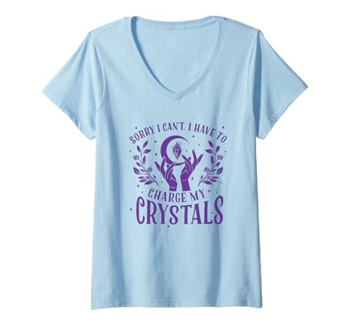 Damen TUT Mir leid, ich muss Meine Kristalle Nicht Aufladen T-Shirt mit V-Ausschnitt Damen TUT Mir leid, ich muss Meine Kristalle Nicht Aufladen T-Shirt mit V-Ausschnitt von Spiritual Bohemian Crystal Healing