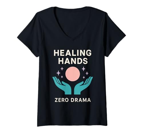 Damen Reiki Practitioner Energieheilung Chakra ausgerichteter Lichtarbeiter T-Shirt mit V-Ausschnitt Damen Reiki Practitioner Energieheilung Chakra ausgerichteter Lichtarbeiter T-Shirt mit V-Ausschnitt von Spiritual Healer Reiki Vibes Healing Hands Gift