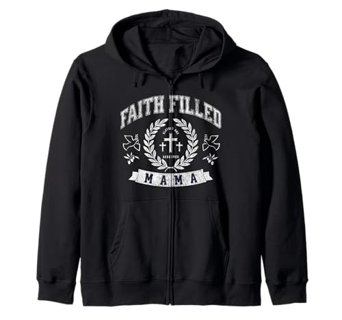 Glaube erfüllte Mama Christliche Mutter Lustiger religiöser Muttertag Kapuzenjacke von Spiritual Mother Collegiate Retro Cross God Quote