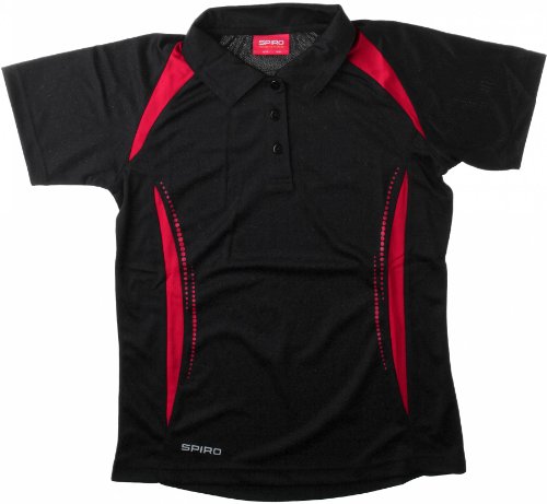 Spiro Damen Spiro Team Spirit Polo Poloshirt, Schwarz (Black/Red 154), Medium (Herstellergröße: M) von adidas