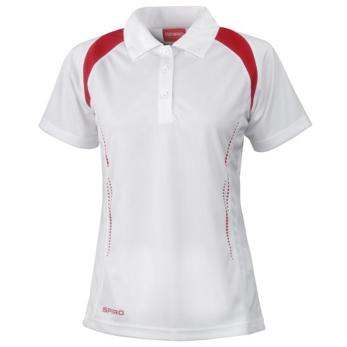 Spiro Damen Sport Polo Shirt Team Spirit Performance (S) (WeiÃŸ/Rot) von Spiro