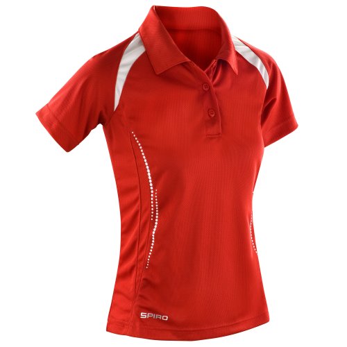 Spiro Damen Sport Polo Shirt Team Spirit Performance (XLarge) (Rot/WeiÃŸ) von Spiro