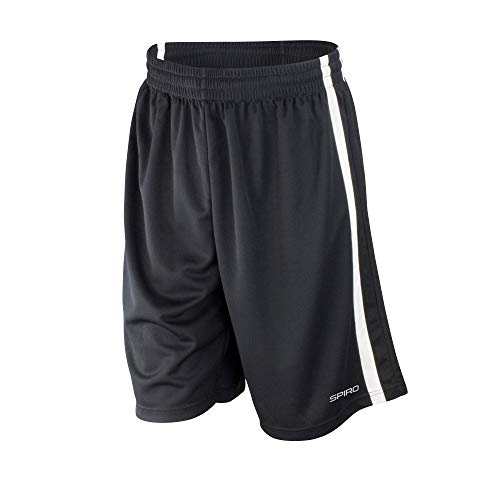 Spiro Herren Basketball-Shorts, schnelltrocknend (3XL) (Schwarz/Weiß) von Spiro