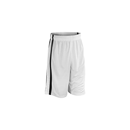 Spiro Herren Basketball-Shorts, schnelltrocknend (4XL) (Weiß/Schwarz) von Spiro