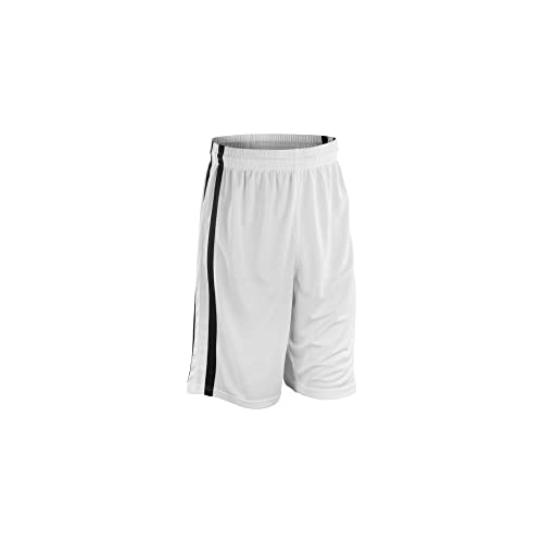 Spiro Herren Basketball-Shorts, schnelltrocknend (S) (Weiß/Schwarz) von Spiro