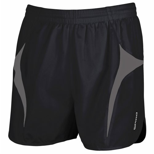 Spiro Herren Micro-Lite Lauf-Shorts / Sporthose (Medium) (Schwarz/Grau) von Spiro