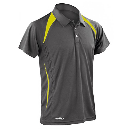 Spiro Herren Sport Polo-Shirt Team Spirit Performance (2XL) (Grau/Grün ) von Spiro