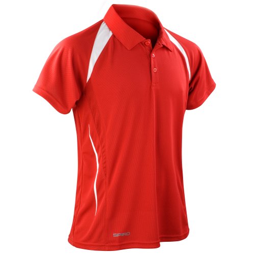 Spiro Herren Sport Polo-Shirt Team Spirit Performance (3XL) (Rot/Weiß) von Spiro