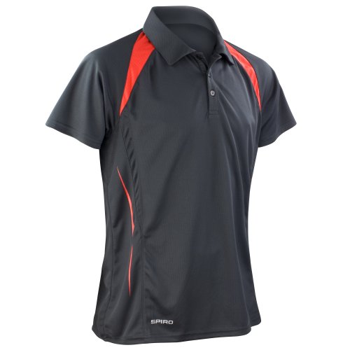 Spiro Herren Sport Polo-Shirt Team Spirit Performance (3XL) (Schwarz/Rot) von Spiro