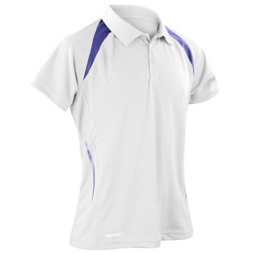 Spiro Herren Sport Polo-Shirt Team Spirit Performance (XLarge) (Weiß/Marineblau) von Spiro